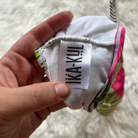 Ika Kul Womens Bikini Swim Top Green Pink Floral Straps XL New - Picture 5 of 5